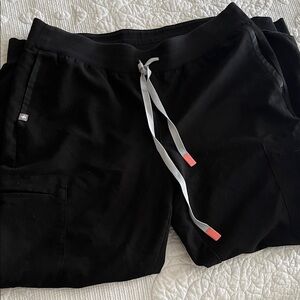 Figs Black Jogger Pants with Pink Accents